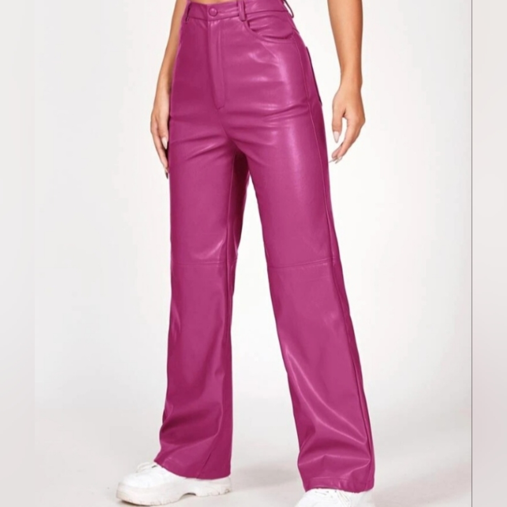 Shein Curve Purple Faux Leather Pants Size 1XL (14)